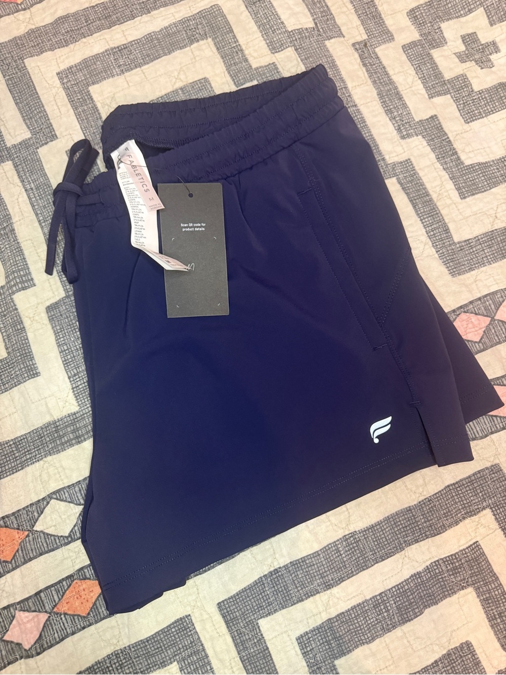 Fabletics Deep Navy Athletic Shorts with Drawstring NWT